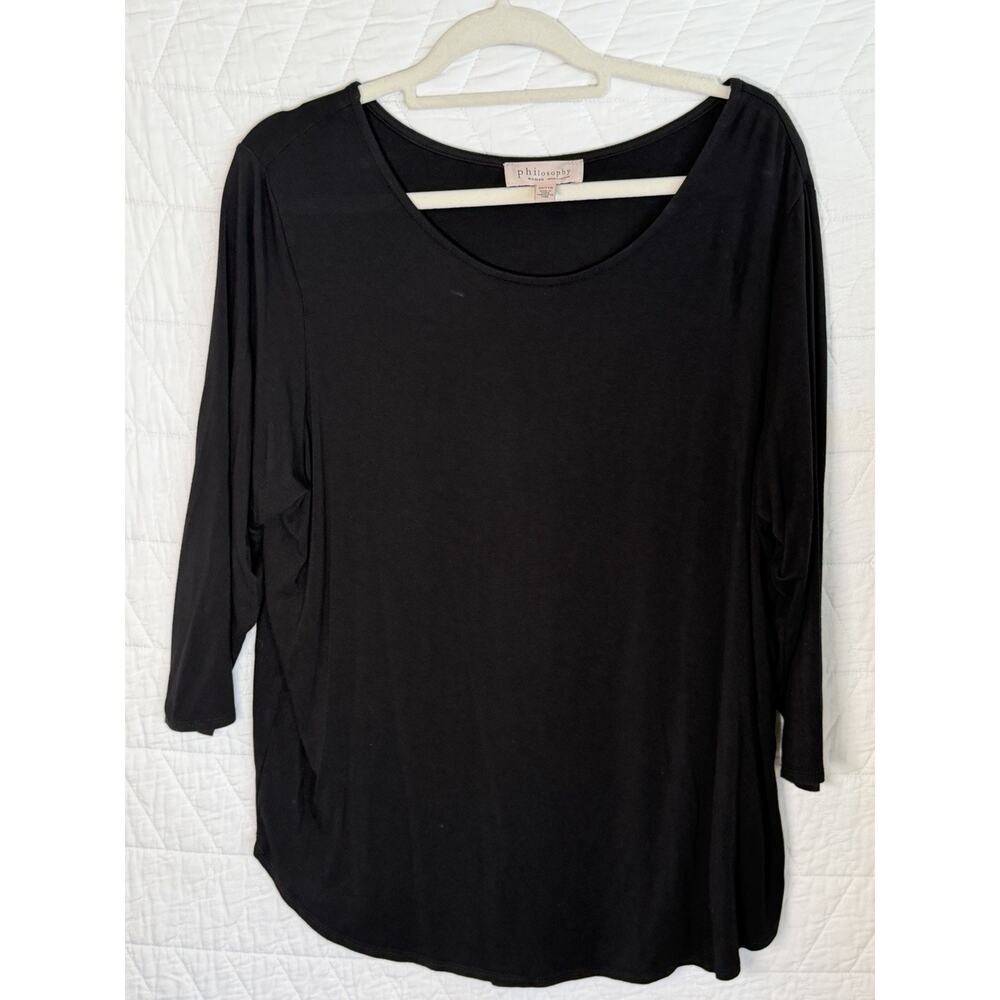PHILOSPHY Women's solid black round Neck 3/4 sleeve Tunic Top size 2X